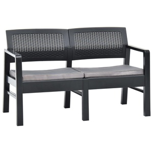 Diverse Hardware, 2-Sitzer-Gartenbank mit Auflagen 120 cm Kunststoff Anthrazit, 