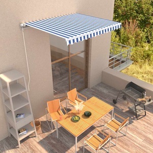 vidaXL, vidaXL Einziehbare Markise Handbetrieben 300 x 250 cm Blau und Weiß, 