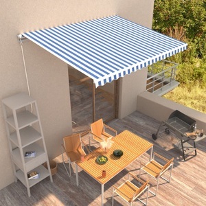 vidaXL, vidaXL Einziehbare Markise Handbetrieben 400 x 300 cm Blau und Weiß, 