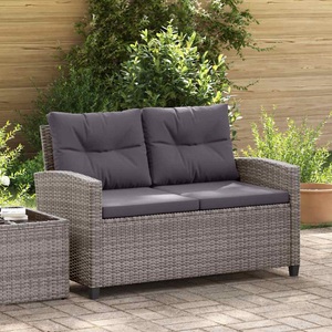 vidaXL, vidaXL 2-Sitzer-Gartensofa mit Kissen Grau 124 cm Poly Rattan