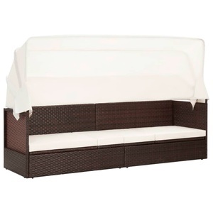 vidaXL, vidaXL Gartensofa mit Sonnendach Poly Rattan Braun, vidaXL Gartensofa mit Sonnendach Poly Rattan Braun