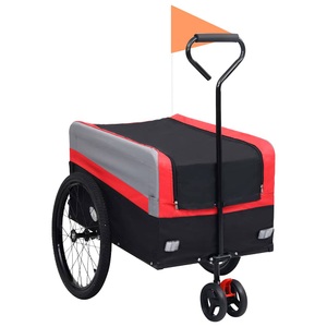 vidaXL, vidaXL 2-in-1 XXL Fahrradanhänger & Trolley Rot Grau Schwarz, 