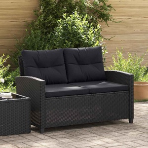 vidaXL, vidaXL 2-Sitzer-Gartensofa mit Kissen Schwarz 124 cm Poly Rattan