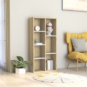 vidaXL, vidaXL Bücherregal Weiß und Sonoma-Eiche 50x25x106 cm Spanplatte, 