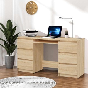 vidaXL, vidaXL Schreibtisch Sonoma-Eiche 140×50×77 cm Spanplatte, vidaXL Schreibtisch Sonoma-Eiche 140x50x77 cm Holzwerkstoff