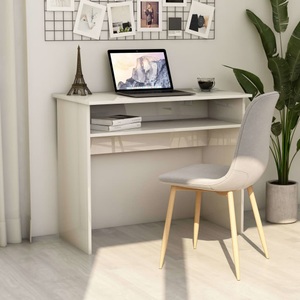 vidaXL, vidaXL Schreibtisch Hochglanz-Weiß 90×50×74 cm Spanplatte, vidaXL Schreibtisch Hochglanz-Weiß 90x50x74 cm Holzwerkstoff