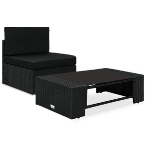 Diverse Hardware, 2-tlg. Garten-Lounge-Set Poly Rattan Schwarz, vidaXL 2-tlg. Garten-Lounge-Set Poly Rattan Schwarz