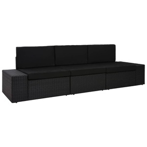 Diverse Hardware, Modulares 3-Sitzer-Sofa Poly Rattan Schwarz, vidaXL Modulares 3-Sitzer-Sofa Poly Rattan Schwarz