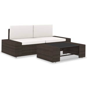 Diverse Hardware, 3-tlg. Garten-Lounge-Set Poly Rattan Braun