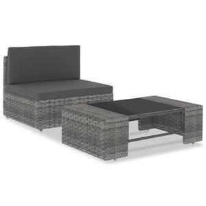 Diverse Hardware, 2-tlg. Garten-Lounge-Set Poly Rattan Grau