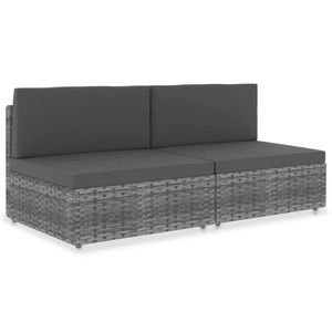 Diverse Hardware, Modulares 2-Sitzer-Sofa Poly Rattan Grau, vidaXL Modulares 2-Sitzer-Sofa Poly Rattan Grau