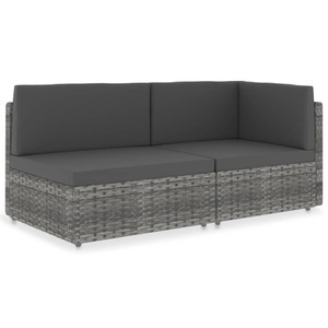Diverse Hardware, Modulares 2-Sitzer-Sofa Poly Rattan Grau, 