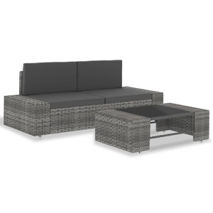 Diverse Hardware, 3-tlg. Garten-Lounge-Set Poly Rattan Grau