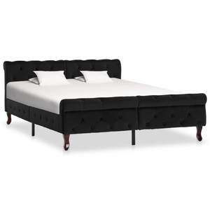 vidaXL, vidaXL Bettgestell Schwarz Samt 140 x 200 cm, vidaXL Bettgestell Schwarz Samt 140 x 200 cm