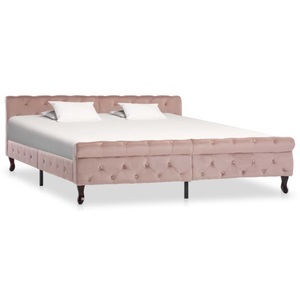 vidaXL, vidaXL Bettgestell Rosa Samt 180x200 cm, vidaXL Bettgestell Rosa Samt 180x200 cm