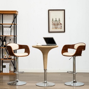 vidaXL, vidaXL Barhocker 2 Stk. Creme Bugholz und Kunstleder