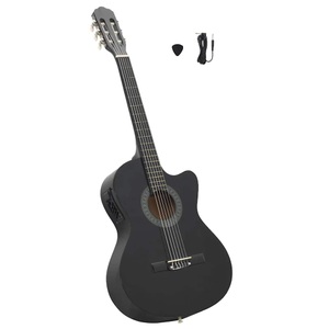 vidaXL, vidaXL Western Akustik Cutaway Gitarre mit Equalizer 6 Saiten Schwarz, vidaXL Westerngitarre Cutaway mit Equalizer und 6 Saiten Schwarz