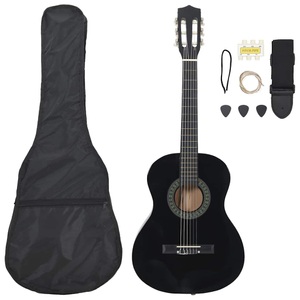 vidaXL, vidaXL 8-tlg. Klassikgitarren-Set für Anfänger Schwarz 3/4 36