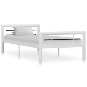 vidaXL, vidaXL Bettgestell Weiß und Schwarz Metall 100 × 200 cm, vidaXL Bettgestell Weiß und Schwarz Metall 100 × 200 cm