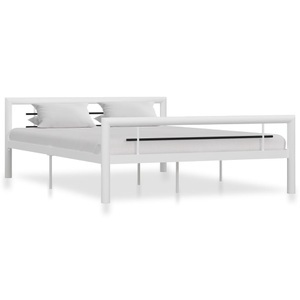 vidaXL, vidaXL Bettgestell Weiß und Schwarz Metall 140 × 200 cm, vidaXL Bettgestell Weiß und Schwarz Metall 140 × 200 cm