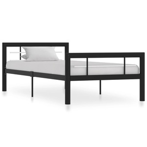 vidaXL, vidaXL Bettgestell Schwarz und Weiß Metall 90×200 cm, vidaXL Bettgestell Schwarz und Weiß Metall 90×200 cm