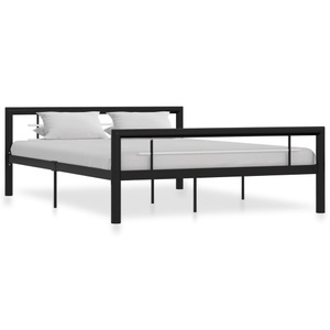 vidaXL, vidaXL Bettgestell Schwarz und Weiß Metall 120x200 cm, vidaXL Bettgestell Schwarz und Weiß Metall 120x200 cm