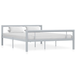 vidaXL, vidaXL Bettgestell Grau und Weiß Metall 120x200 cm, vidaXL Bettgestell Grau und Weiß Metall 120x200 cm