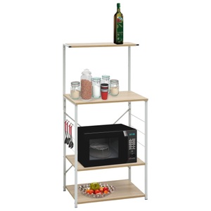 vidaXL, vidaXL Mikrowellenregal Weiß und Eiche-Optik 60×39,6×123 cm Spanplatte, vidaXL Mikrowellenregal Weiß Eiche-Optik 60x39,6x123 cm Holzwerkstoff