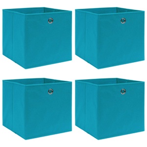 vidaXL, vidaXL Aufbewahrungsboxen 4 Stk. Babyblau 32×32×32 cm Stoff, vidaXL Aufbewahrungsboxen 4 Stk. Babyblau 32x32x32 cm Stoff
