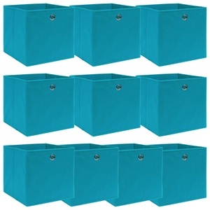 vidaXL, vidaXL Aufbewahrungsboxen 10 Stk. Babyblau 32×32×32 cm Stoff, vidaXL Aufbewahrungsboxen 10 Stk. Babyblau 32x32x32 cm Stoff
