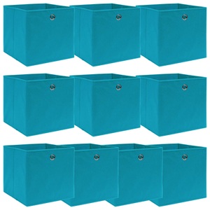 vidaXL, vidaXL Aufbewahrungsboxen 10 Stk. Babyblau 32×32×32 cm Stoff, vidaXL Aufbewahrungsboxen 10 Stk. Babyblau 32x32x32 cm Stoff