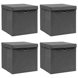 vidaXL, vidaXL Aufbewahrungsboxen mit Deckel 4 Stk. Grau 32×32×32 cm Stoff, vidaXL Aufbewahrungsboxen mit Deckeln 4 Stk. Grau 32x32x32 cm Stoff