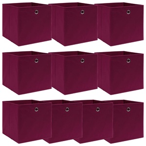 vidaXL, vidaXL Aufbewahrungsboxen 10 Stk. Dunkelrot 32×32×32 cm Stoff, vidaXL Aufbewahrungsboxen 10 Stk. Dunkelrot 32x32x32 cm Stoff