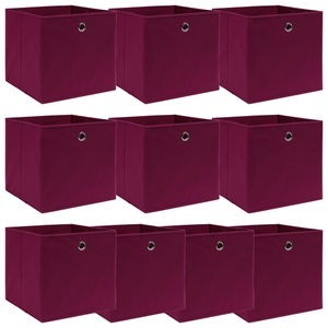 vidaXL, vidaXL Aufbewahrungsboxen 10 Stk. Dunkelrot 32×32×32 cm Stoff, vidaXL Aufbewahrungsboxen 10 Stk. Dunkelrot 32x32x32 cm Stoff