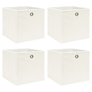 vidaXL, vidaXL Aufbewahrungsboxen 4 Stk. Weiß 32×32×32 cm Stoff, vidaXL Aufbewahrungsboxen 4 Stk. Weiß 32x32x32 cm Stoff