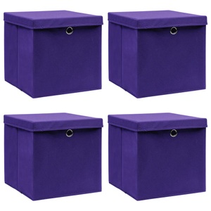 vidaXL, vidaXL Aufbewahrungsboxen mit Deckel 4 Stk. Lila 32×32×32 cm Stoff, vidaXL Aufbewahrungsboxen mit Deckeln 4 Stk. Lila 32x32x32 cm Stoff