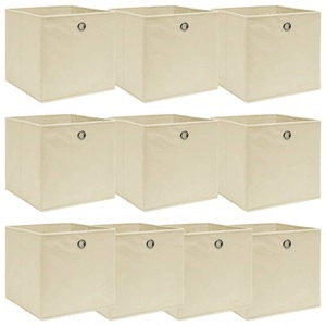vidaXL, vidaXL Aufbewahrungsboxen 10 Stk. Creme 32x32x32 cm Stoff, vidaXL Aufbewahrungsboxen 10 Stk. Creme 32x32x32 cm Stoff