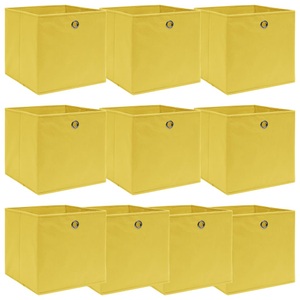 vidaXL, vidaXL Aufbewahrungsboxen 10 Stk. Gelb 32×32×32 cm Stoff, vidaXL Aufbewahrungsboxen 10 Stk. Gelb 32x32x32 cm Stoff
