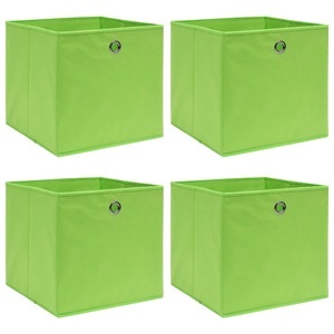 vidaXL, vidaXL Aufbewahrungsboxen 4 Stk. Grün 32×32×32 cm Stoff, vidaXL Aufbewahrungsboxen 4 Stk. Grün 32x32x32 cm Stoff