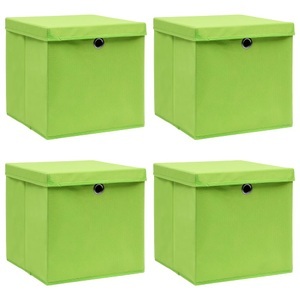 vidaXL, vidaXL Aufbewahrungsboxen mit Deckel 4 Stk. Grün 32×32×32 cm Stoff, vidaXL Aufbewahrungsboxen mit Deckeln 4 Stk. Grün 32x32x32 cm Stoff