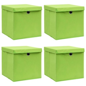 vidaXL, vidaXL Aufbewahrungsboxen mit Deckel 4 Stk. Grün 32×32×32 cm Stoff, vidaXL Aufbewahrungsboxen mit Deckeln 4 Stk. Grün 32x32x32 cm Stoff