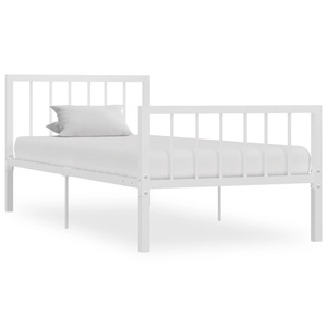 vidaXL, vidaXL Bettgestell Weiß Metall 90×200 cm