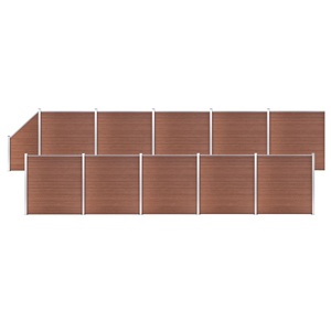 vidaXL, vidaXL WPC Zaun-Set 10 Quadrate + 1 Schräge 1830x186 cm Braun, 