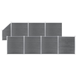 vidaXL, vidaXL WPC Zaun-Set 7 Quadrate + 1 Schräge 1311x186 cm Grau, vidaXL WPC Zaun-Set 7 Quadrate + 1 Schräge 1311x186 cm Grau