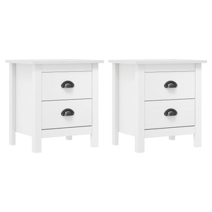 vidaXL, vidaXL Nachttisch 2 Stk. Weiß 46×35×49,5 cm Massivholz Kiefer, vidaXL Nachttisch Hill 2 Stk. Weiß 46x35x49,5 cm Massivholz Kiefer