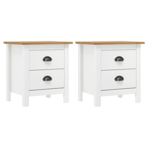 vidaXL, vidaXL Nachttisch 2 Stk. Weiß 46×35×49,5 cm Massivholz Kiefer, vidaXL Nachttisch Hill 2 Stk. Weiß 46x35x49,5 cm Massivholz Kiefer