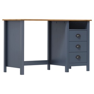 vidaXL, vidaXL Schreibtisch 3 Schubladen Grau 120×50×74 cm Massivholz Kiefer, vidaXL Schreibtisch Hill mit 3 Schubladen Grau 120x50x74cm Kiefernholz