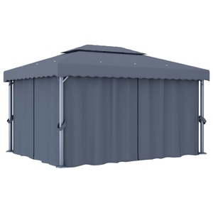 Diverse Hardware, Pavillon mit Vorhang 4 x 3 m Anthrazit, vidaXL Pavillon mit Vorhang 4x3 m Anthrazit Aluminium