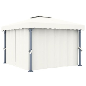 vidaXL, vidaXL Pavillon mit Vorhang 3x3 m Cremeweiß Aluminium, vidaXL Pavillon mit Vorhang 3x3 m Cremeweiß Aluminium