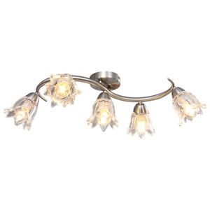 vidaXL, vidaXL Deckenleuchte mit Glasschirmen für 5 E14 Glühlampen, vidaXL Deckenleuchte mit Glasschirmen für 5 E14 Glühlampen